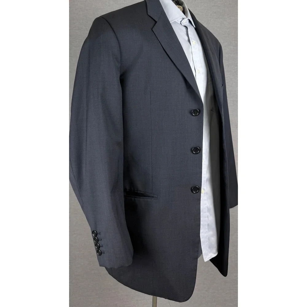 Armani Collezioni Mens 44R Navy Blue 3 Button Wool Blazer Sport Coat Italy 1567